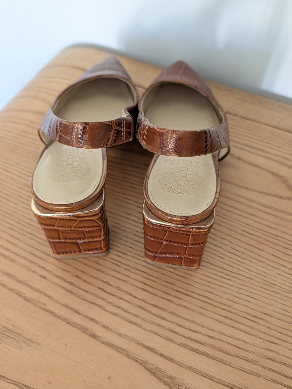 Vince Camuto Tan Croc-Embossed Slingback Pumps - Picture 4 of 4